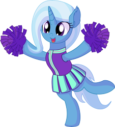 Size: 6188x6832 | Tagged: safe, artist:cyanlightning, character:trixie, species:pony, species:unicorn, episode:2-4-6 greaaat, .svg available, absurd resolution, bipedal, cheerleader, cheerleader trixie, clothing, cute, diatrixes, ear fluff, female, mare, pleated skirt, pom pom, simple background, skirt, smiling, solo, transparent background, vector