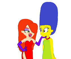Size: 1800x1491 | Tagged: safe, artist:ktd1993, my little pony:equestria girls, barely eqg related, crossover, cupping chin, female, flirting, jessica rabbit, lesbian, love, marge simpson, margica, simple background, the simpsons, transparent background, who framed roger rabbit