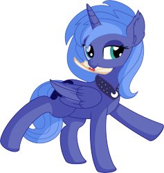 Size: 6402x6741 | Tagged: safe, artist:cyanlightning, character:princess luna, species:alicorn, species:pony, episode:hearts and hooves day, g4, my little pony: friendship is magic, .svg available, absurd resolution, cute, ear fluff, female, folded wings, holiday, letter, looking at you, love letter, lunabetes, mare, missing accessory, mouth hold, nom, s1 luna, simple background, smiling, solo, transparent background, valentine's day, vector, weapons-grade cute, wings