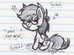Size: 878x658 | Tagged: safe, artist:binkyt11, character:rainbow dash, species:pegasus, species:pony, blep, female, lined paper, mare, monochrome, solo, tongue out, traditional art, wow!