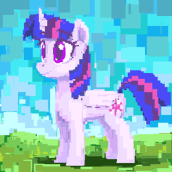 Size: 1440x1440 | Tagged: safe, artist:docwario, character:twilight sparkle, character:twilight sparkle (alicorn), species:alicorn, species:pony, female, mare, pixel art, pixelated, smiling, solo
