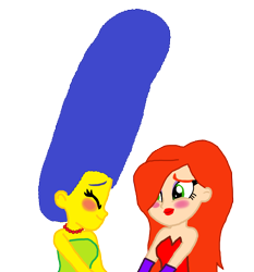 Size: 2755x2959 | Tagged: safe, artist:ktd1993, my little pony:equestria girls, barely eqg related, barely pony related, beehive hairdo, blushing, equestria girls-ified, jessica rabbit, marge simpson, simple background, the simpsons, transparent background, who framed roger rabbit