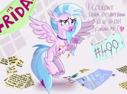 Size: 1450x1080 | Tagged: safe, artist:sintakhra, character:silverstream, species:classical hippogriff, species:hippogriff, tumblr:studentsix, banner, fun fun fun, paintbrush, paper