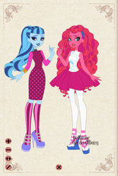 Size: 400x600 | Tagged: safe, artist:ktd1993, character:pinkie pie, character:sonata dusk, ship:pinata, my little pony:equestria girls, ever after high, female, lesbian, shipping