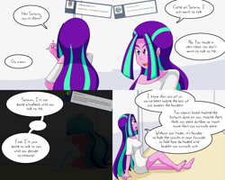 Size: 2000x1600 | Tagged: safe, artist:jake heritagu, character:aria blaze, character:sonata dusk, comic:aria's archives, my little pony:equestria girls, barefoot, clothing, comic, dialogue, feet, female, grimdark series, questionable series, speech bubble, tumblr