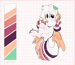 Size: 1416x1220 | Tagged: safe, artist:little-sketches, oc, oc:sketch fluffy, species:pegasus, species:pony, female, leaf, mare, reference sheet, solo