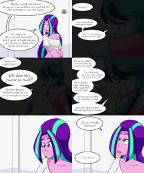 Size: 2000x2400 | Tagged: safe, artist:jake heritagu, character:aria blaze, character:sonata dusk, comic:aria's archives, my little pony:equestria girls, clothing, comic, dialogue, female, grimdark series, questionable series, speech bubble
