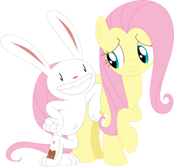 Size: 3541x3407 | Tagged: safe, artist:porygon2z, character:fluttershy, species:pegasus, species:pony, species:rabbit, animal, crossover, max, sam and max, simple background, transparent background