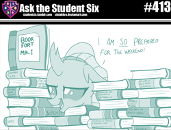 Size: 800x608 | Tagged: safe, artist:sintakhra, character:ocellus, species:changeling, species:reformed changeling, tumblr:studentsix, book, book fort, crazy prepared, female, ocellus sure does love books, slumber 101, solo, that changeling sure does love books