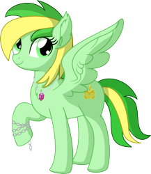 Size: 5930x6824 | Tagged: safe, artist:cyanlightning, oc, oc only, oc:lefty greens, species:pegasus, species:pony, .svg available, absurd resolution, chains, commission, cute, ear fluff, female, jewelry, looking at you, mare, pendant, simple background, solo, spread wings, transparent background, vector, wings
