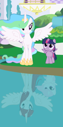 Size: 2160x4320 | Tagged: safe, artist:beavernator, character:princess celestia, character:twilight sparkle, character:twilight sparkle (alicorn), oc, oc:fausticorn, species:alicorn, species:pony, alternate universe, female, filly, lauren faust, mare