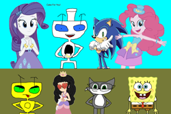 Size: 2346x1556 | Tagged: safe, artist:benfanrobot2000, artist:ketrin29, artist:sonicsuperstar1991, artist:user15432, base used, character:pinkie pie, character:rarity, character:sonic the hedgehog, oc, oc:aaliyah, species:human, my little pony:equestria girls, 1000 hours in ms paint, aaliyah, amulet, b.e.n, b.e.n.2, barely eqg related, beau skunky, cake, chef's hat, clothing, crossover, crossover shipping, crown, dress, fall formal outfits, female, food, hat, heart eyes, jewelry, male, necklace, rarisonic, regalia, robot, shipping, sonic the hedgehog (series), spongebob squarepants, straight, wingding eyes