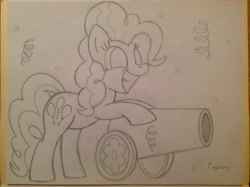 Size: 2592x1936 | Tagged: safe, artist:thebrokencog, character:pinkie pie, party cannon, traditional art