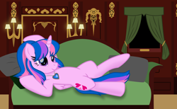 Size: 9750x6005 | Tagged: safe, alternate version, artist:ejlightning007arts, oc, oc only, oc:hsu amity, species:alicorn, species:pony, alicorn oc, bedroom, couch, draw me like one of your french girls, heart of the ocean, horn, implied oc:ej, implied shipping, implied tempestlight, no text edit, offscreen character, pose, solo, titanic, wings