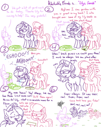 Size: 4779x6013 | Tagged: safe, artist:adorkabletwilightandfriends, character:lily, character:lily valley, character:spike, character:starlight glimmer, species:dragon, species:earth pony, species:pony, species:unicorn, adorkable friends, comic:adorkable twilight and friends, episode:frenemies, g4, my little pony: friendship is magic, adorkable, allergies, angry, argument, chased, comic, cute, dork, dorks, flower, flower in hair, frenemy, friendship, frustrated, gardening, grass seed, happy, humor, jealous, love, nostril flare, nostrils, pre sneeze, romance, running, seeds, semi-grimdark series, sneeze spray, sneezing, sniffling, spring, springtime, suggestive series, yardwork