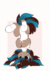 Size: 858x1212 | Tagged: safe, artist:little-sketches, oc, oc only, species:earth pony, species:pony, species:unicorn, headstand, pale belly, socks (coat marking), solo