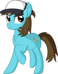 Size: 5767x7362 | Tagged: safe, artist:cyanlightning, oc, oc only, oc:wrench sketch, species:earth pony, species:pony, .svg available, absurd resolution, chest fluff, clothing, ear fluff, hat, looking up, male, simple background, solo, stallion, transparent background, vector