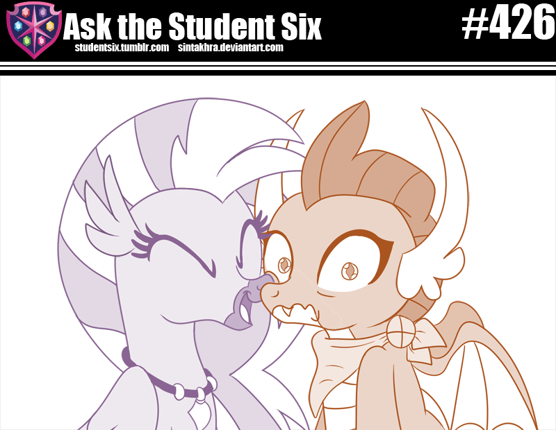 Size: 800x620 | Tagged: safe, artist:sintakhra, character:silverstream, character:smolder, species:classical hippogriff, species:dragon, species:hippogriff, tumblr:studentsix, adorable distress, animated, bandana, cute, diastreamies, female, gif, intense, nuzzling, smolderbetes, snuggling, this will end in pain