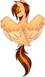Size: 1416x2412 | Tagged: safe, artist:scarlet-spectrum, oc, oc only, oc:aerion featherquill, species:pegasus, species:pony, bust, facing away, female, lidded eyes, looking at you, looking back, looking back at you, mare, rear view, simple background, solo, spread wings, transparent background, wing fluff, wings, ych result