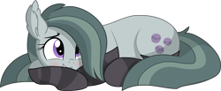 Size: 9935x4094 | Tagged: safe, artist:cyanlightning, character:marble pie, species:earth pony, species:pony, .svg available, absurd resolution, blushing, clothing, cute, dawwww, ear fluff, female, marblebetes, mare, prone, simple background, socks, solo, striped socks, transparent background, vector, weapons-grade cute