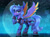 Size: 4400x3260 | Tagged: safe, artist:nekokevin, character:princess luna, species:alicorn, species:pony, g4, armor, colored wings, female, high res, lidded eyes, looking at you, mare, multicolored wings, open mouth, raised hoof, s1 luna, solo, spread wings, style emulation, three quarter view, two toned wings, warrior, warrior luna, wings, zoom layer