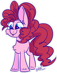 Size: 761x973 | Tagged: safe, artist:binkyt11, derpibooru original, character:pinkie pie, species:earth pony, species:pony, blep, cheek fluff, chest fluff, cute, diapinkes, female, mare, outline, simple background, smiling, solo, tongue out, transparent background