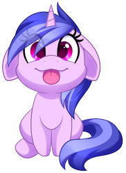 Size: 3414x4696 | Tagged: safe, artist:scarlet-spectrum, part of a set, character:sea swirl, species:pony, species:unicorn, :3, adorable face, background pony, blep, colored pupils, commission, cute, eye clipping through hair, female, floppy ears, hnnng, looking at you, mare, mlem, seadorable, silly, simple background, sitting, smiling, solo, tongue out, transparent background, ych result