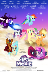 Size: 2946x4419 | Tagged: safe, artist:ejlightning007arts, character:applejack, character:capper dapperpaws, character:fluttershy, character:pinkie pie, character:princess skystar, character:rainbow dash, character:rarity, character:spike, character:storm king, character:tempest shadow, character:twilight sparkle, character:twilight sparkle (alicorn), species:abyssinian, species:alicorn, species:earth pony, species:hippogriff, species:pegasus, species:pony, species:unicorn, my little pony: the movie (2017), broken horn, eye scar, glowing horn, horn, mane seven, mane six, poster, running, scar, scared, staff, staff of sacanas, thomas and the magic railroad, thomas the tank engine, yeti