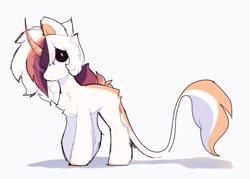 Size: 748x536 | Tagged: safe, artist:little-sketches, oc, oc:ayaka, species:pony, species:unicorn, chest fluff, ear fluff, eye clipping through hair, female, leonine tail, simple background, white background