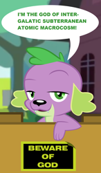 Size: 1364x2331 | Tagged: safe, artist:red4567, edit, character:spike, character:spike (dog), species:dog, my little pony:equestria girls, dogified meme, fence, meme, missing accessory, ponified meme, sign, smug, smugspike