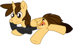 Size: 8039x5013 | Tagged: safe, artist:ejlightning007arts, oc, oc only, oc:ej, species:alicorn, species:pony, alicorn oc, clothing, horn, lying down, male, shirt, simple background, solo, stallion, transparent background, vector, wings