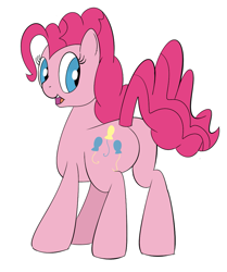 Size: 865x1035 | Tagged: safe, artist:astr0zone, character:pinkie pie, species:earth pony, species:pony, balloonbutt, butt, female, looking back, mare, open mouth, plot, practice drawing, rear view, simple background, smiling, solo, white background