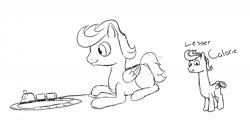 Size: 1280x615 | Tagged: safe, artist:astr0zone, oc, oc only, oc:astrozone, oc:calorie, species:earth pony, species:pegasus, species:pony, drawpile, duo, duo male, lesser dog, long neck, looking at you, male, prone, reference, sketch, smiling, stallion, toy train, undertale