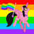 Size: 2537x2521 | Tagged: safe, artist:8-bitspider, artist:elementbases, artist:user15432, base used, oc, oc:aaliyah, species:alicorn, species:pony, aaliyah, amulet, flag, flag pole, flag waving, gay pride, gay pride flag, glasses, glow, glowing horn, horn, jewelry, necklace, ponified, pride, pride flag, pride month, rainbow, rainbow flag