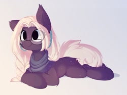 Size: 1024x769 | Tagged: safe, artist:little-sketches, part of a set, oc, oc only, species:earth pony, species:pony, commission, eye clipping through hair, female, glasses, mare, prone, solo, ych result