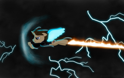 Size: 7000x4430 | Tagged: safe, artist:ejlightning007arts, oc, oc only, oc:ej, species:alicorn, species:pony, alicorn oc, back to the future, crossover, fire, flying, glowing wings, horn, lightning, male, stallion, storm, time travel, wings