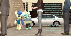Size: 1920x978 | Tagged: safe, artist:red4567, character:bon bon, character:lyra heartstrings, character:sweetie drops, species:earth pony, species:human, species:pony, species:unicorn, newbie artist training grounds, 3d, atg 2020, book, car, clothing, coronavirus, covid-19, glowing horn, horn, magic, phone, pony on earth, social distancing, source filmmaker, telekinesis