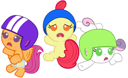 Size: 7000x4320 | Tagged: safe, artist:beavernator, character:apple bloom, character:scootaloo, character:sweetie belle, species:pegasus, species:pony, absurd resolution, baby, baby apple bloom, baby belle, baby pony, baby scootaloo, cutie mark crusaders, diaper, foal, simple background, white background