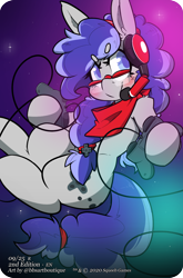 Size: 880x1335 | Tagged: safe, artist:bbsartboutique, oc, oc only, oc:cinnabyte, adorkable, badge, bandana, commission, con badge, controller, cute, dork, gaming headset, glasses, headphones, headset