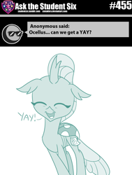 Size: 800x1060 | Tagged: safe, artist:sintakhra, character:ocellus, species:changeling, species:reformed changeling, tumblr:studentsix, cute, diaocelles, female, nothing but a cute changeling, post-it, sintakhra is trying to murder us, solo, weapons-grade cute, yay