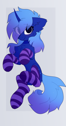 Size: 1000x1912 | Tagged: safe, artist:little-sketches, oc, oc only, oc:polaris starshine, species:pony, species:unicorn, clothing, colored, female, simple background, socks, solo, striped socks