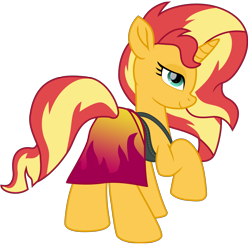 Size: 10487x10343 | Tagged: safe, artist:ejlightning007arts, character:sunset shimmer, species:pony, species:unicorn, equestria girls:forgotten friendship, g4, my little pony: equestria girls, my little pony:equestria girls, bikini, bunset shimmer, butt, clothing, equestria girls outfit, female, looking at you, mare, plot, raised hoof, sarong, simple background, swimsuit, transparent background, vector