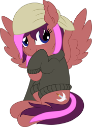 Size: 5489x7569 | Tagged: safe, artist:cyanlightning, oc, oc only, oc:sky, species:pegasus, species:pony, g4, .svg available, absurd resolution, bandana, clothing, female, looking at you, mare, simple background, solo, spread wings, sweater, transparent background, vector, wings