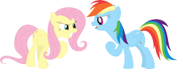 Size: 3585x1408 | Tagged: safe, artist:porygon2z, character:fluttershy, character:rainbow dash, species:pegasus, species:pony, g4, duo, female, simple background, transparent background