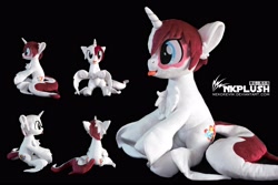 Size: 4096x2731 | Tagged: safe, artist:nekokevin, species:pony, species:unicorn, g4, black background, crossover, irl, looking at you, male, my hero academia, open mouth, photo, plushie, ponified, shoto todoroki, simple background, sitting, smiling, solo, stallion, tongue out, underhoof, watermark