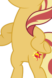 Size: 1523x2283 | Tagged: safe, artist:scarlet-spectrum, edit, character:sunset shimmer, species:pony, equestria girls:mirror magic, g4, my little pony: equestria girls, my little pony:equestria girls, spoiler:eqg specials, bipedal, cropped, featureless crotch, female, hooves on hips, pictures of bellies, simple background, solo, transparent background, vector, vector edit