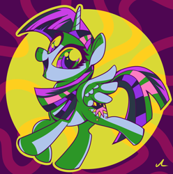 Size: 2826x2854 | Tagged: safe, artist:docwario, character:twilight sparkle, character:twilight sparkle (alicorn), species:alicorn, species:pony, g4, abstract background, female, limited palette, looking at you, open mouth, solo