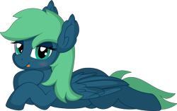 Size: 8123x5104 | Tagged: safe, artist:cyanlightning, oc, oc:emerald, species:pegasus, species:pony, g4, .svg available, absurd resolution, blushing, female, folded wings, lidded eyes, looking at you, lying down, mare, prone, simple background, solo, tongue out, transparent background, vector, wings