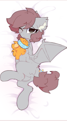 Size: 852x1542 | Tagged: safe, artist:little-sketches, oc, oc only, species:bat pony, species:pony, g4, chest fluff, collar, cute, ear fluff, embarrassed, female, mare, one eye closed, solo