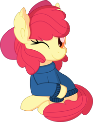 Size: 5791x7574 | Tagged: safe, artist:cyanlightning, character:apple bloom, species:earth pony, species:pony, g4, .svg available, absurd resolution, adorabloom, blinking, clothing, cute, female, filly, looking at you, simple background, solo, sweater, transparent background, vector